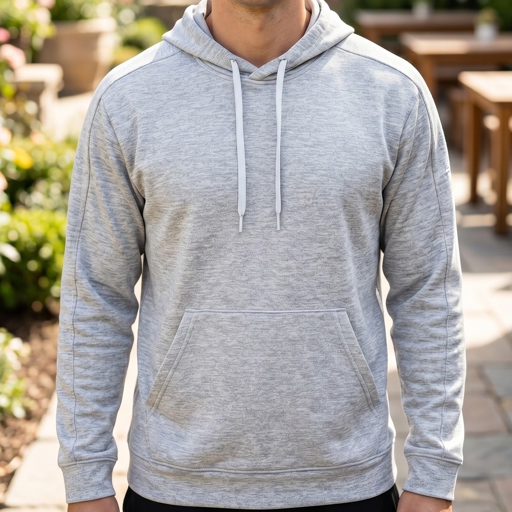 Adidas AEROREADY Mens Heather Grey Pullover Hoodie Training Sweatshirt M